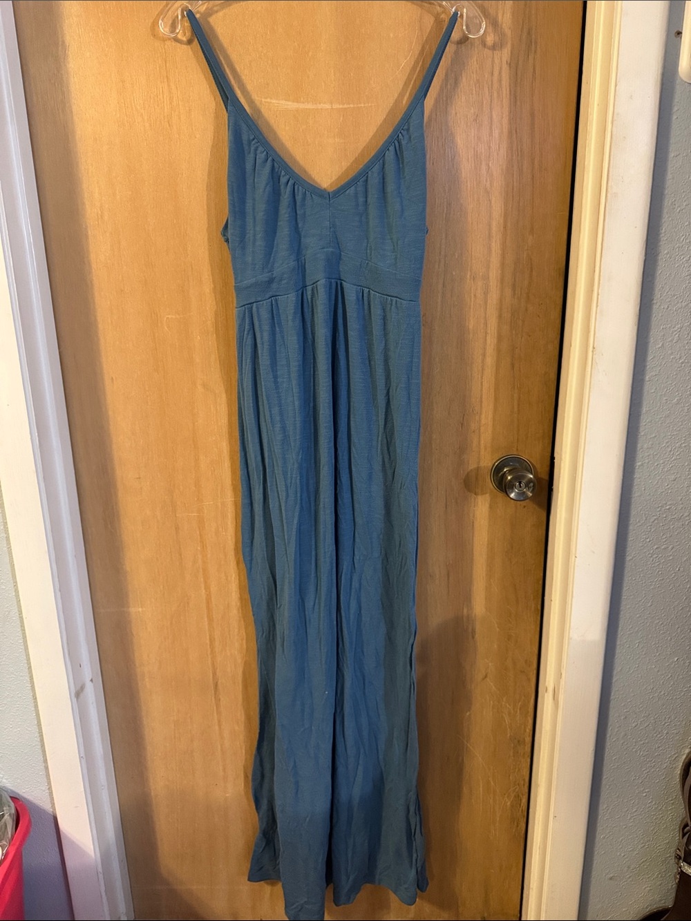 Old Navy Light Blue Smocked Back V-Neck Empire Maxi Dress